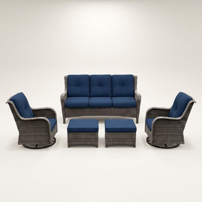 Outdoor Patio Conversation Set Built for Modern Comfort, 6-Piece Steel Frame, High-Density Cushions