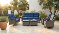 Patio Furniture Set 6-Piece Outdoor Patio Conversation Set with Blue Cushions Lawn Furniture — Lifestyle