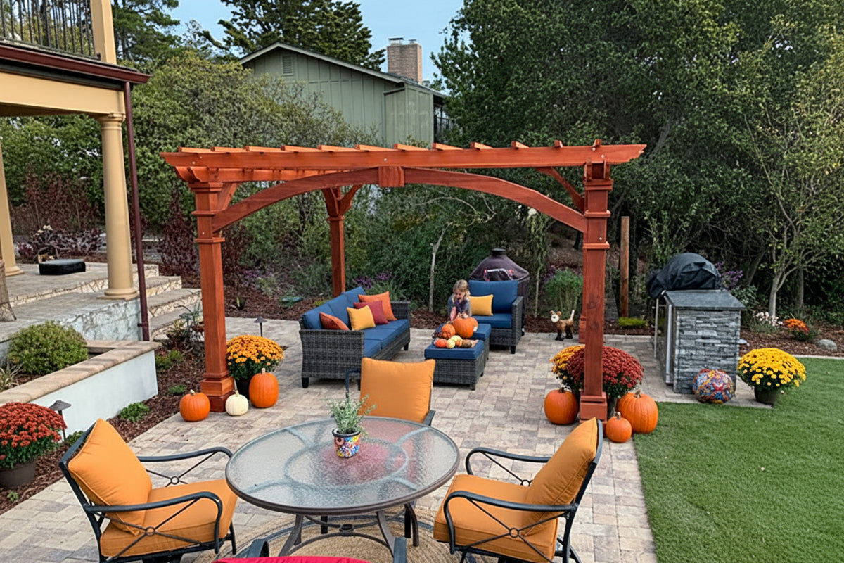 Outdoor Pacific Redwood Double Beam Premium Pergola