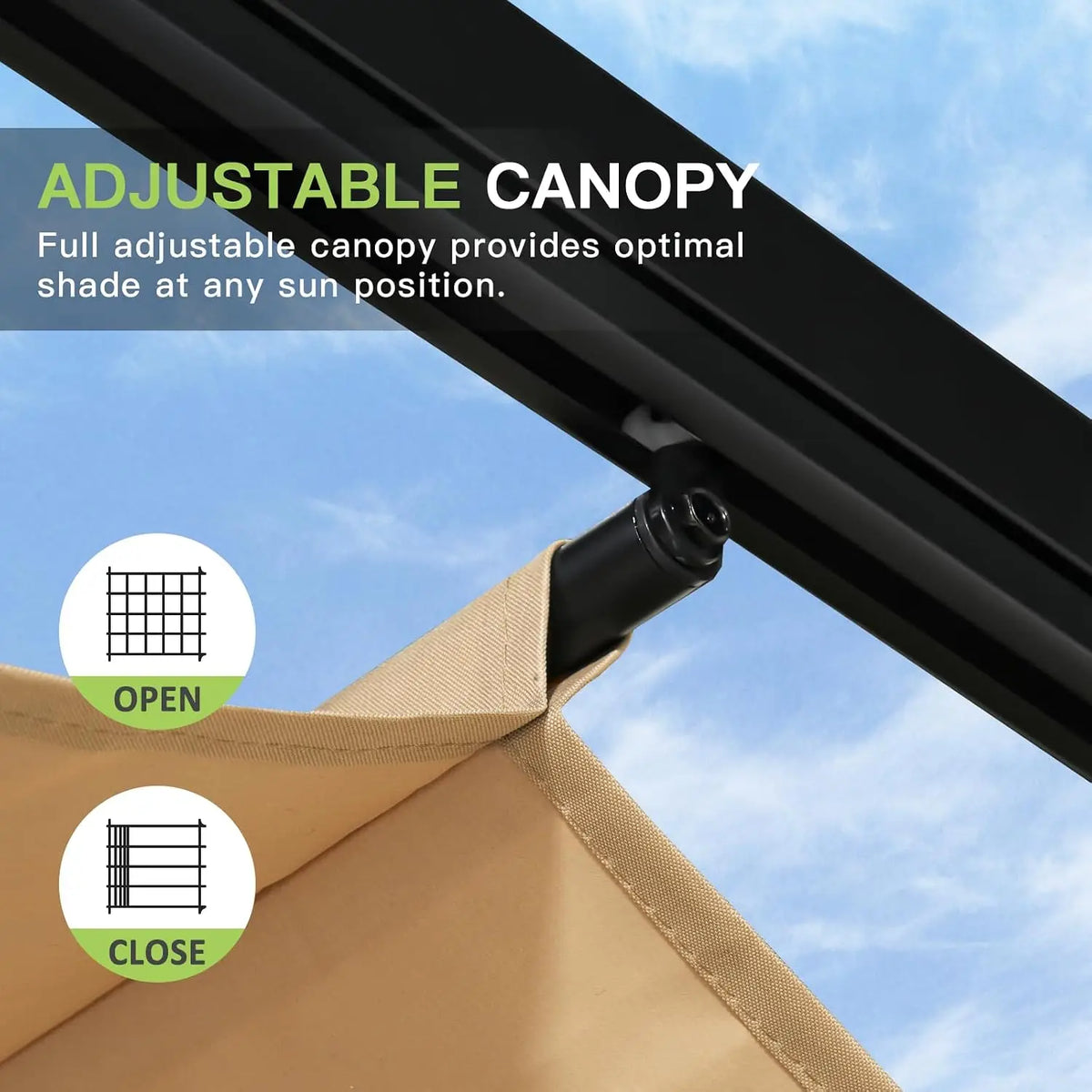 10'x12' Outdoor Retractable Pergola, Upgraded Adjustable Sun Shade