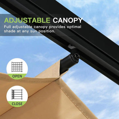 10'x12' Outdoor Retractable Pergola, Upgraded Adjustable Sun Shade