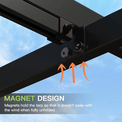 10'x12' Outdoor Retractable Pergola, Upgraded Adjustable Sun Shade