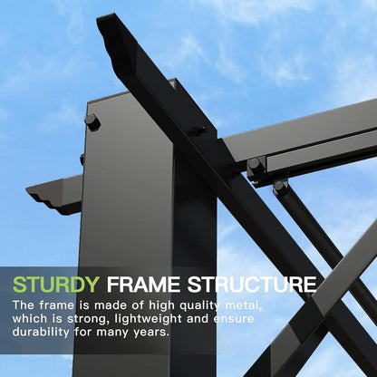 10'x12' Outdoor Retractable Pergola, Upgraded Adjustable Sun Shade