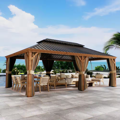 Hardtop Gazebo Built to Expand Outdoor Living, 14x22 Ft, Double Galvanized Steel Roof, Aluminum Frame
