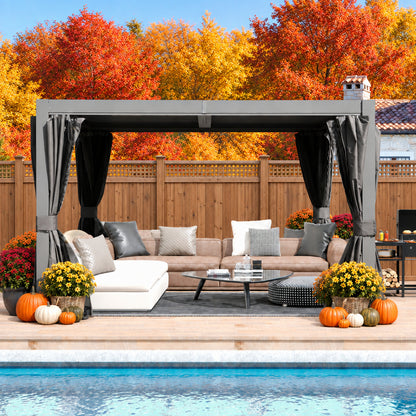 10x10 FT Outdoor Louvered Pergola with Adjustable Louvers