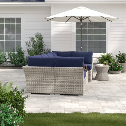 Wicker Sectional Sofa With Cushions And Table