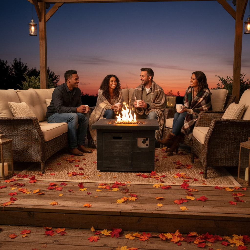Fiber Reinforced Propane / Natural Gas, Fire Pit Table - Charcoal