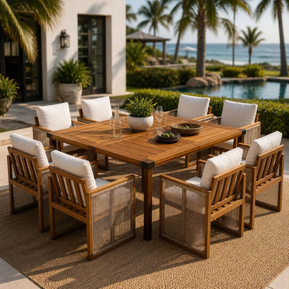 9-Piece Acacia Wood Outdoor Patio Dining Set