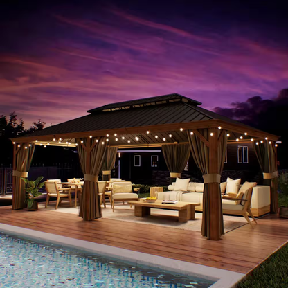 Hardtop Gazebo Built to Expand Outdoor Living, 14x22 Ft, Double Galvanized Steel Roof, Aluminum Frame