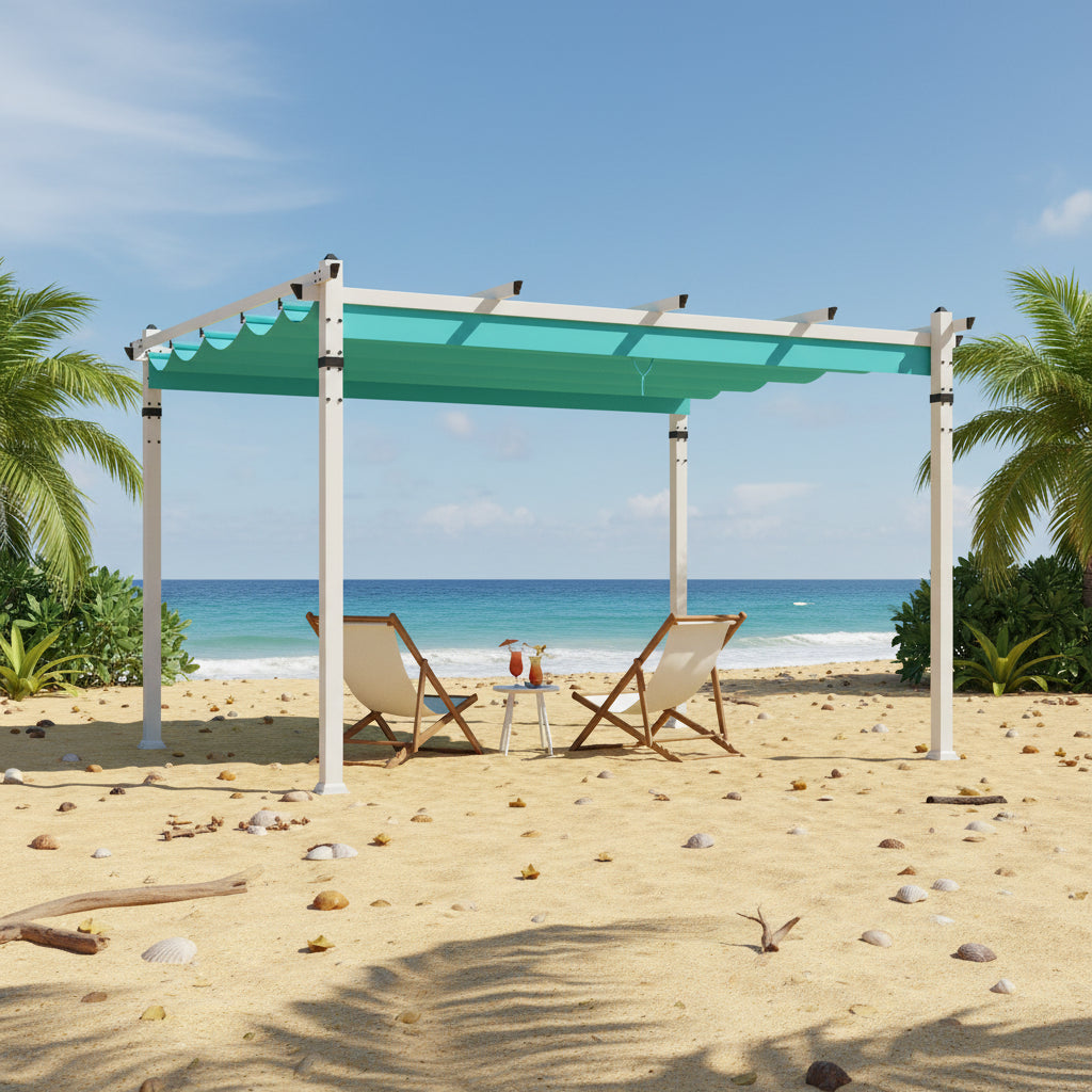 Outdoor Pergola with Retractable Canopy and Aluminum Frame