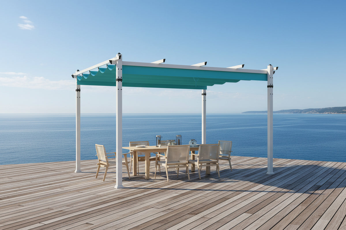 Outdoor Pergola with Retractable Canopy and Aluminum Frame