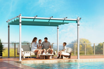 Outdoor Pergola with Retractable Canopy and Aluminum Frame