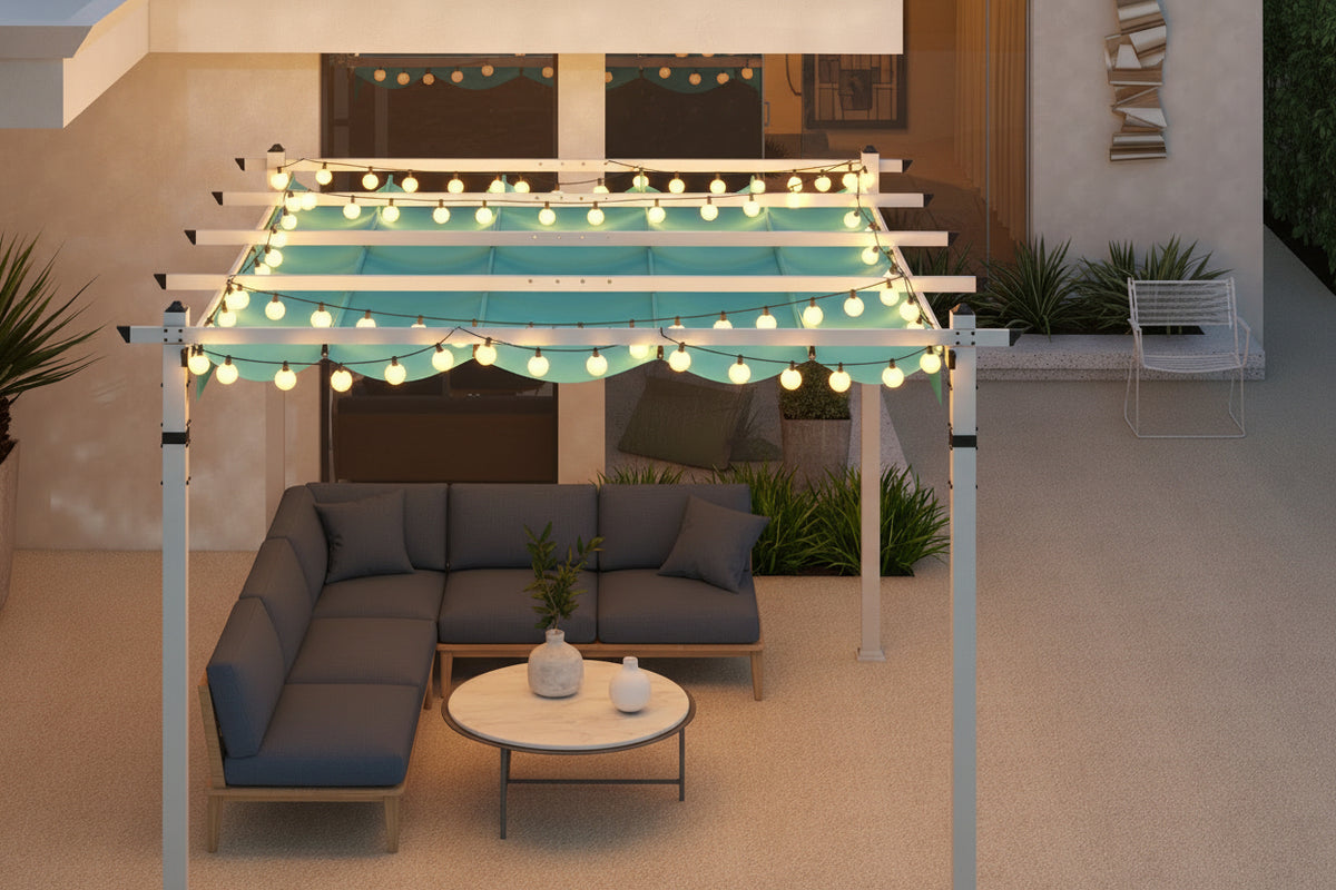Outdoor Pergola with Retractable Canopy and Aluminum Frame