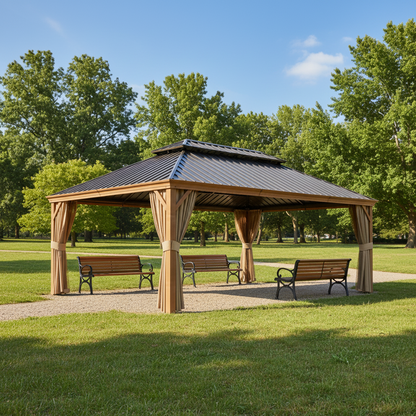 Hardtop Gazebo Built to Expand Outdoor Living, 14x22 Ft, Double Galvanized Steel Roof, Aluminum Frame